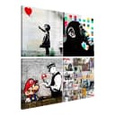 Wandbild Banksy Collage | Mehrfarbig