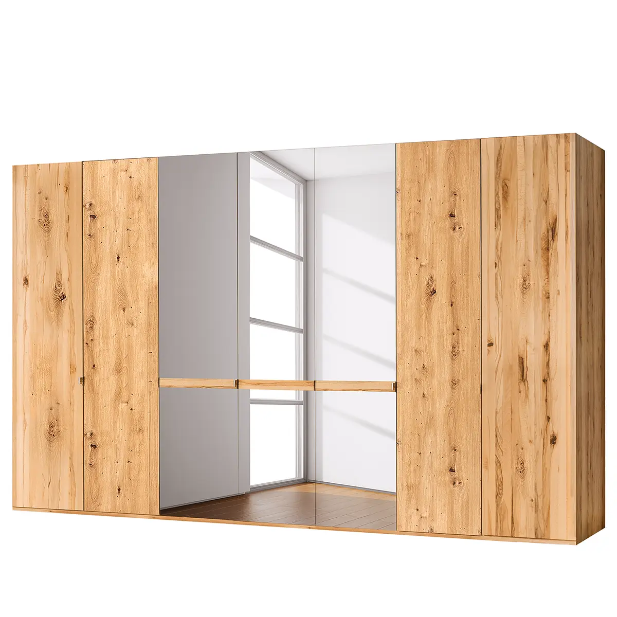 Drehtürenschrank V 216cm Braun 3 Spiegeltüren | Braun