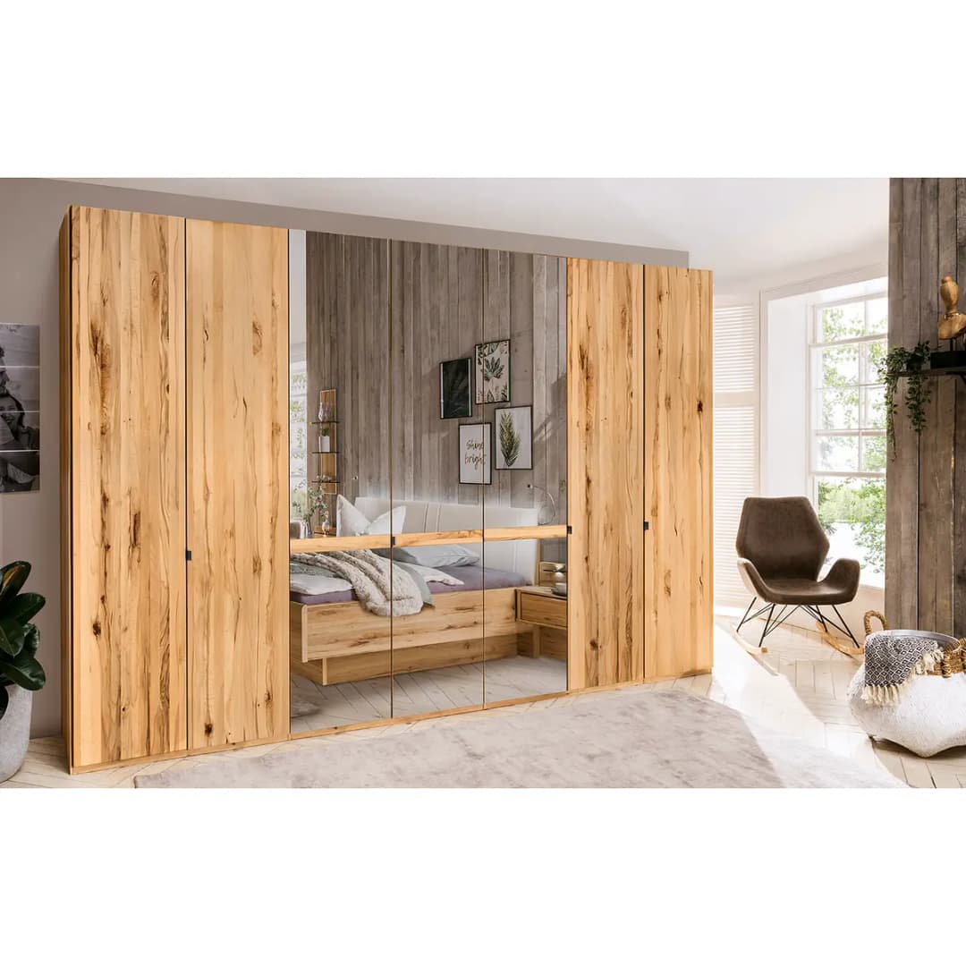 Drehtürenschrank V 216cm Braun 3 Spiegeltüren | Braun