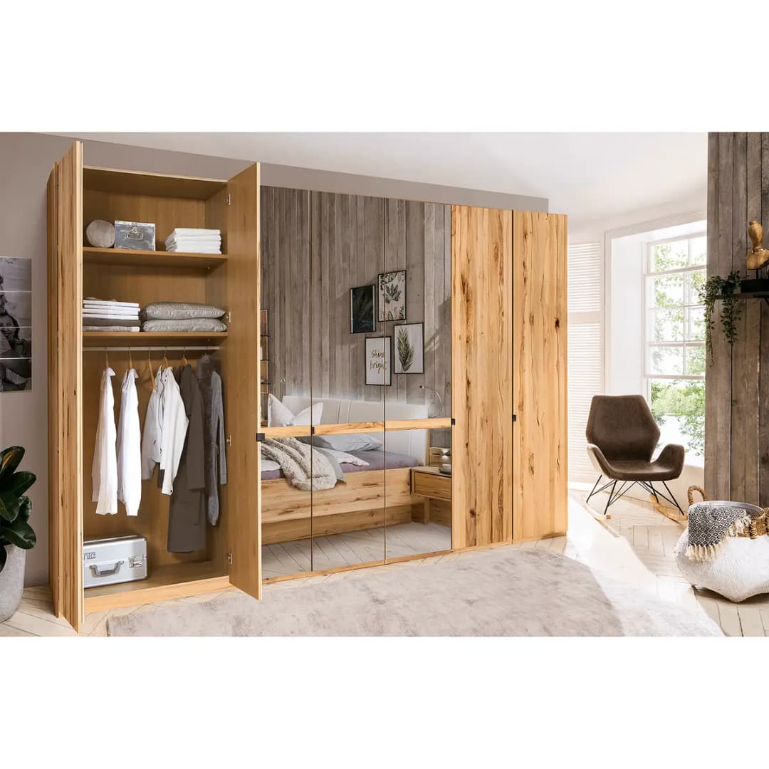 Drehtürenschrank V 216cm Braun 3 Spiegeltüren | Braun