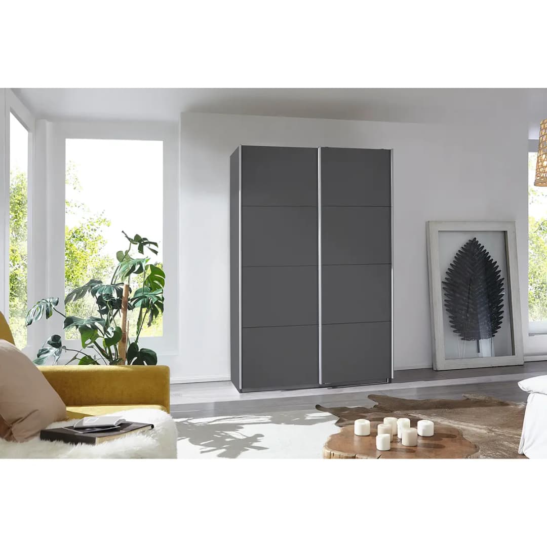 Schwebetürenschrank I 136cm Grau/Graumetallic Classic ohne