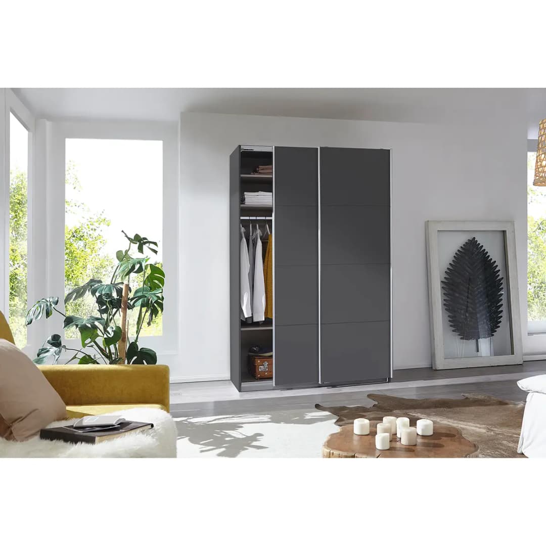 Schwebetürenschrank I 136cm Grau/Graumetallic Classic ohne
