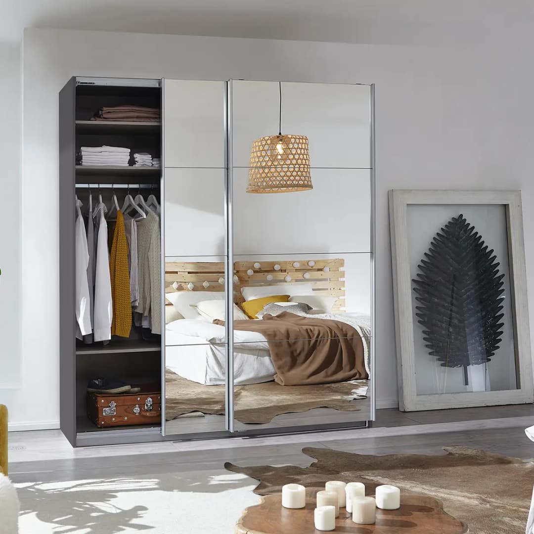 Schwebetürenschrank | Grau