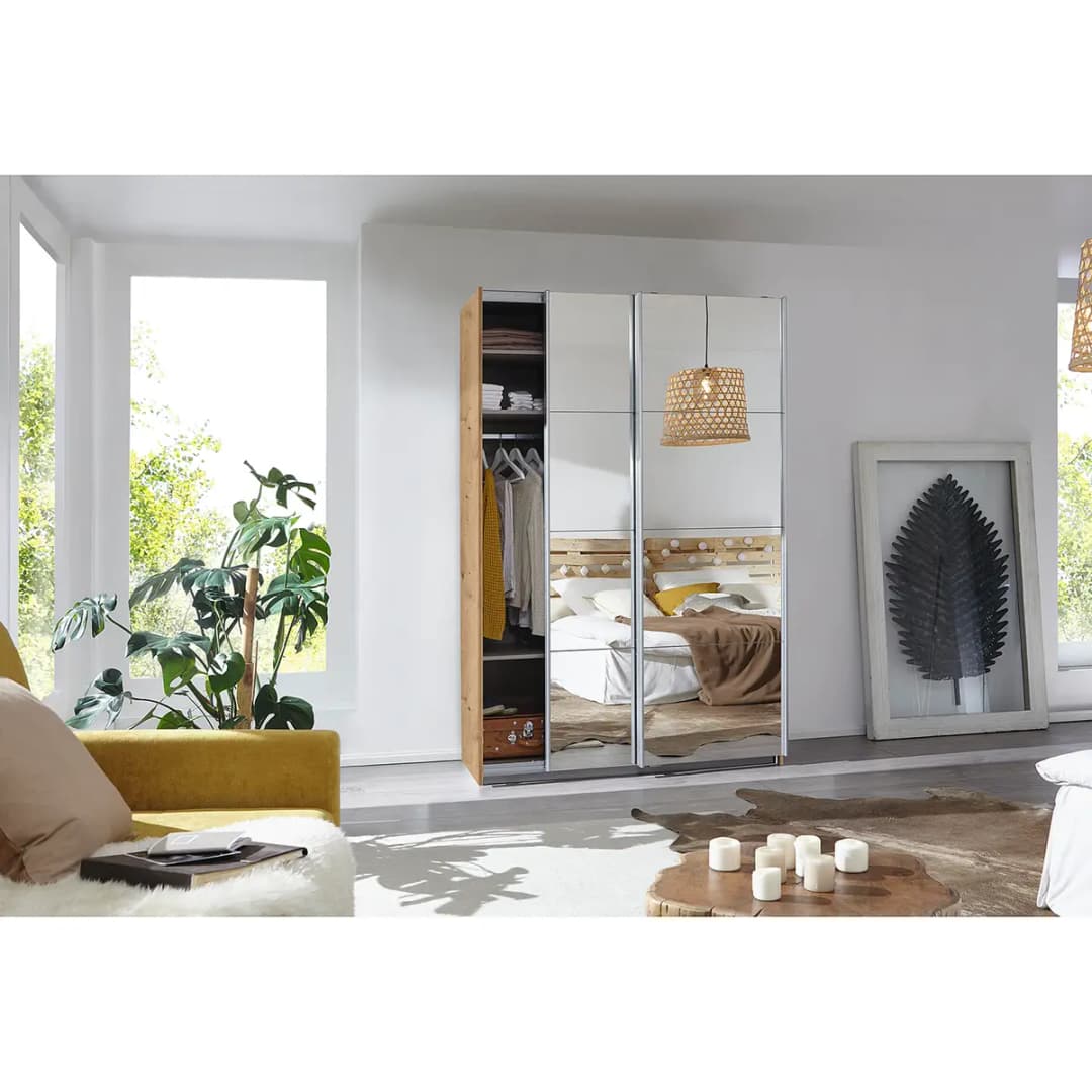 Schwebetürenschrank I 136cm Braun/Eiche Artisan Dekor Basic 2