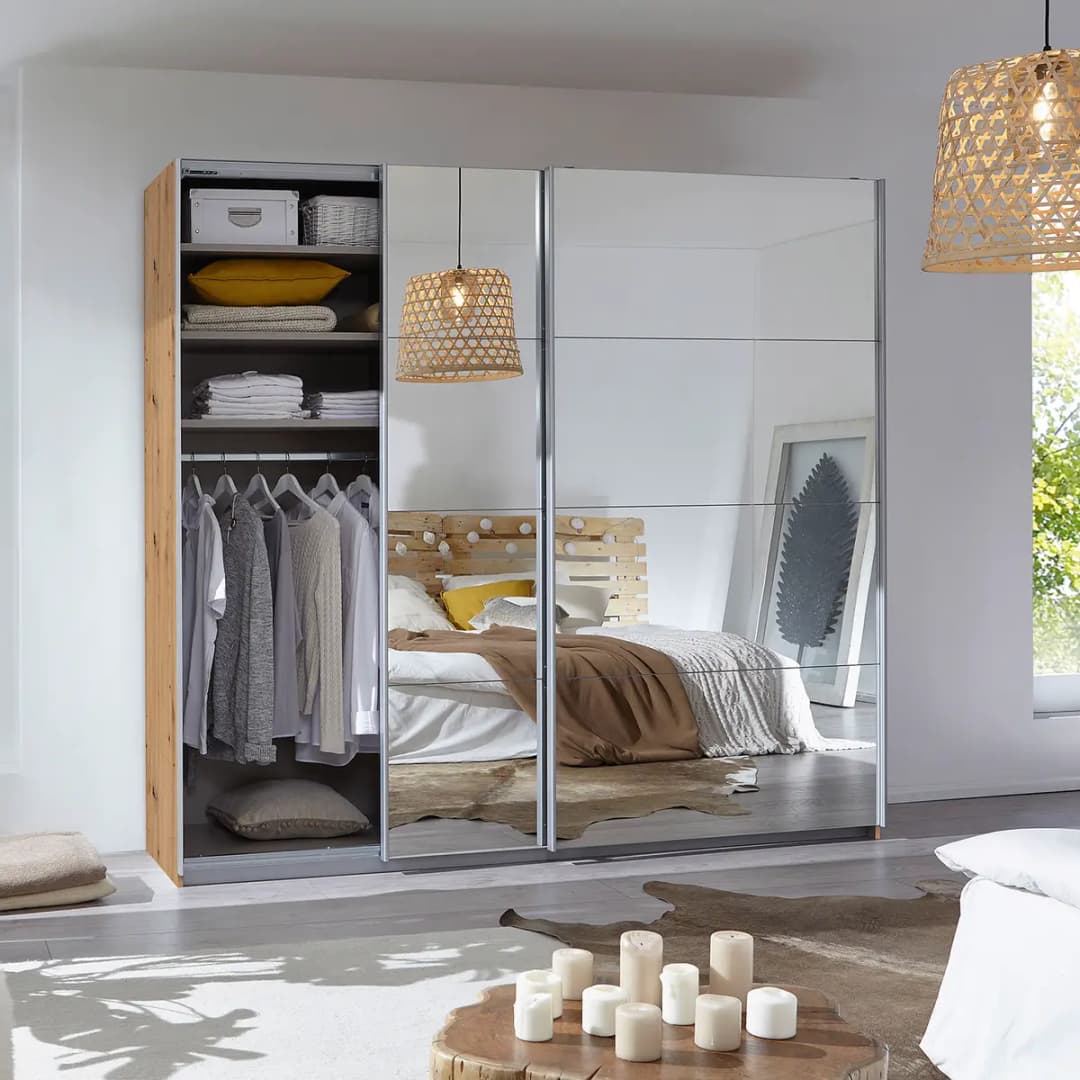 Schwebetürenschrank I 181cm Braun/Eiche Artisan Dekor Basic 2