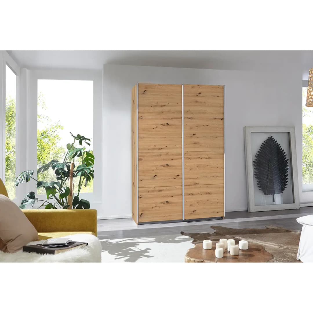Schwebetürenschrank I 136cm Braun/Eiche Artisan Dekor Premium