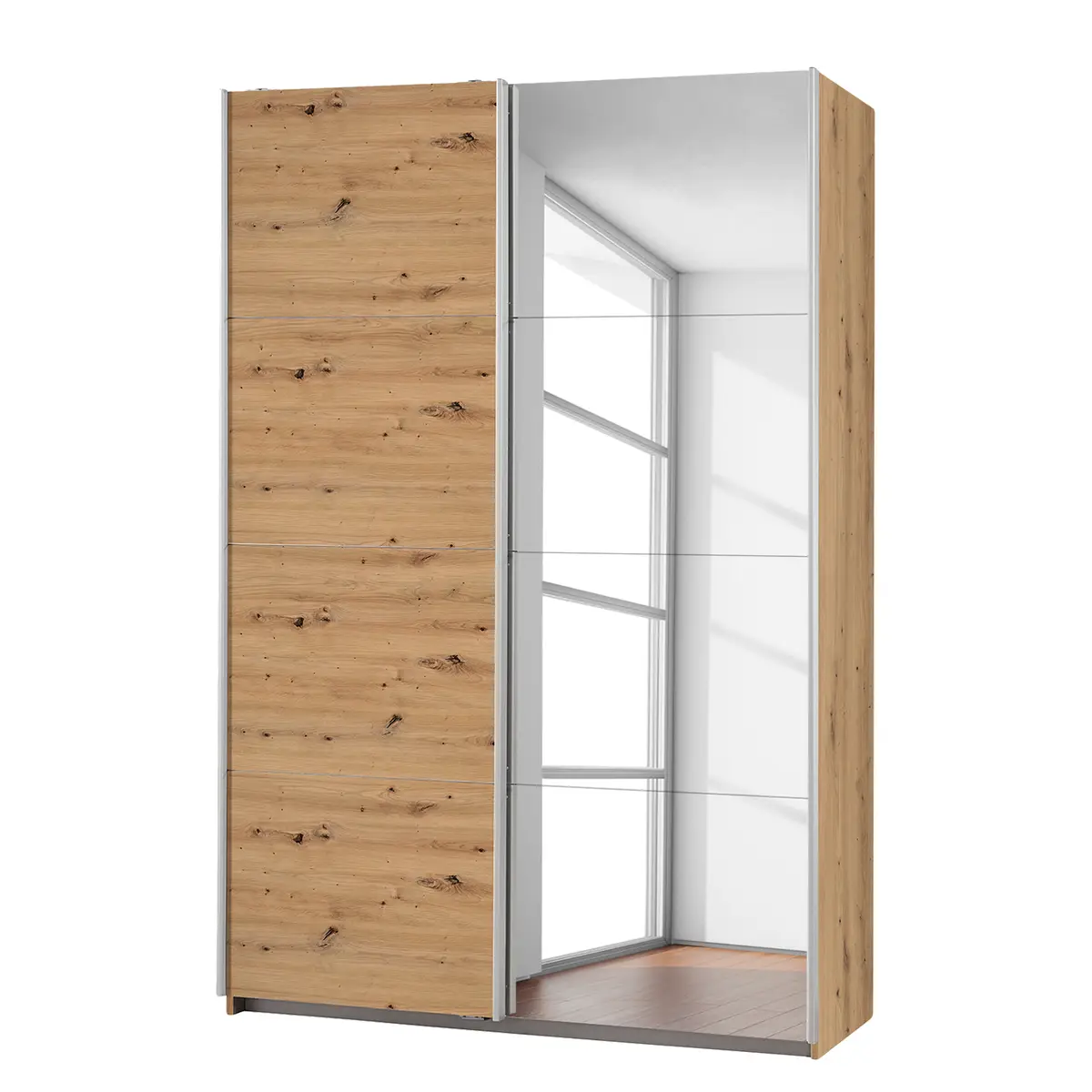 Schwebetürenschrank I 136cm Braun/Eiche Artisan Dekor Basic 1
