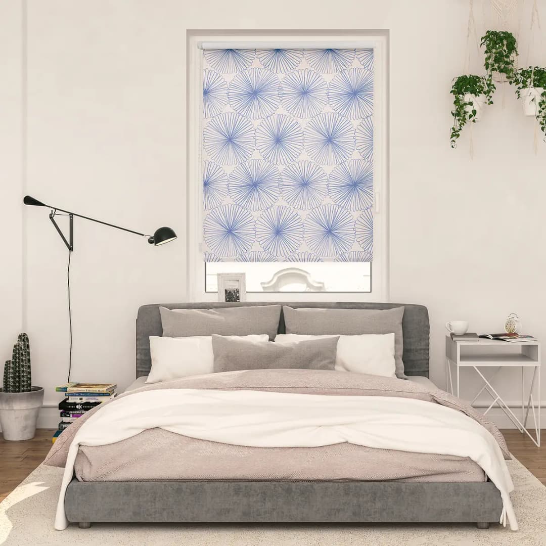 Klemmfix Verdunklungsrollo Flower Wheel | Blau