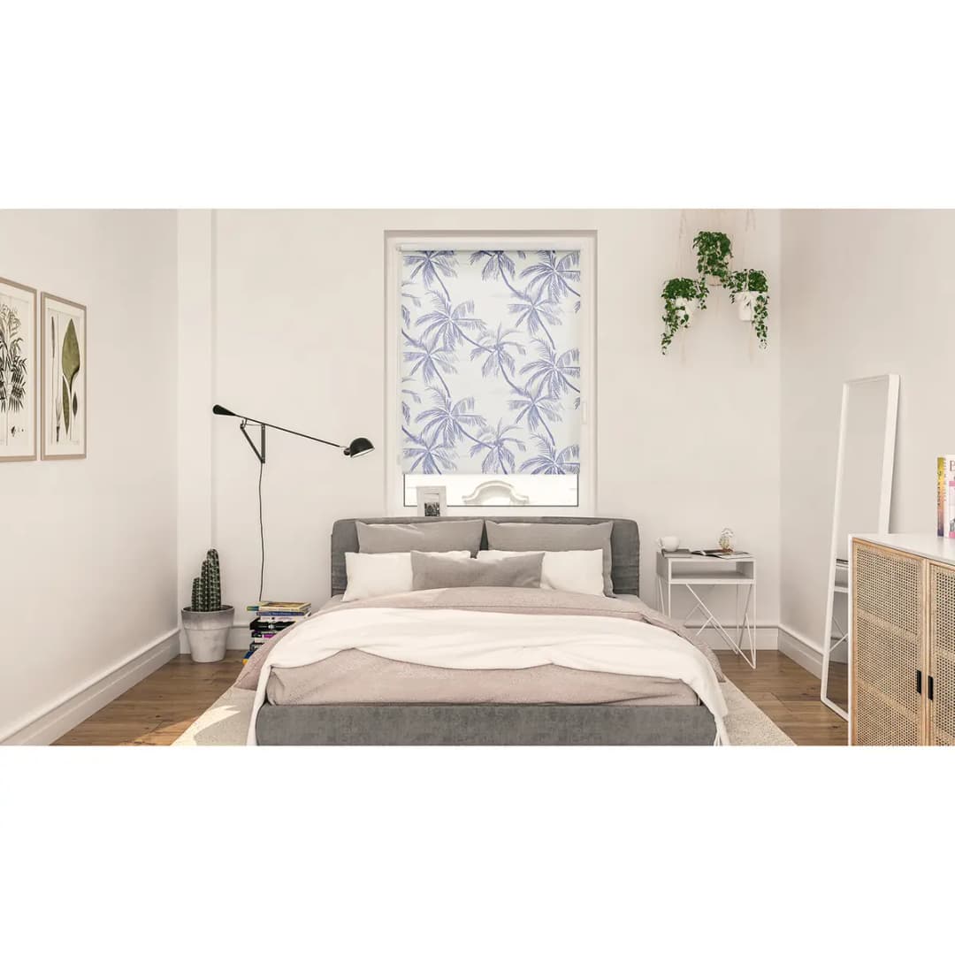 Klemmfix Rollo Blueprint Palms | Blau