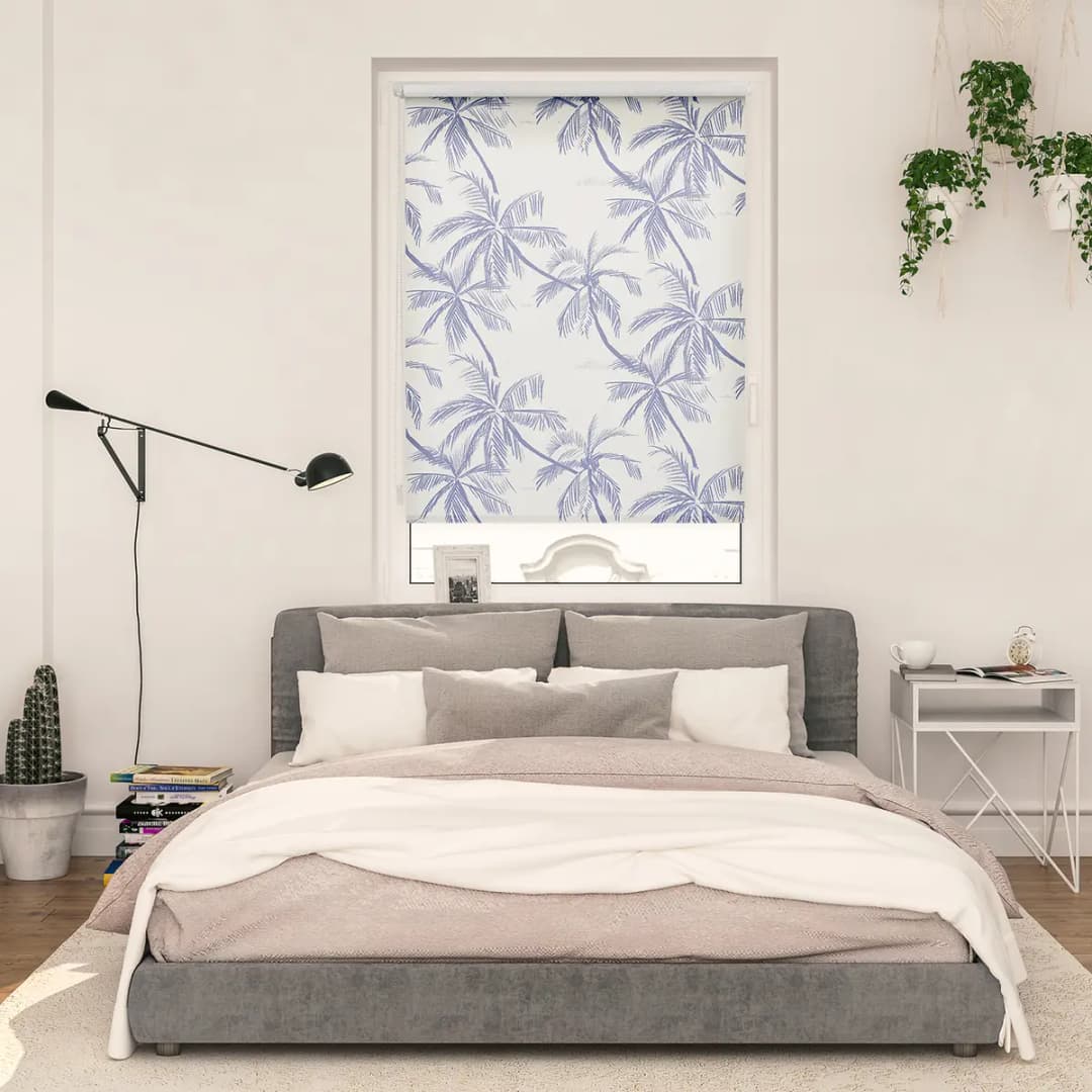 Klemmfix Rollo Blueprint Palms | Blau