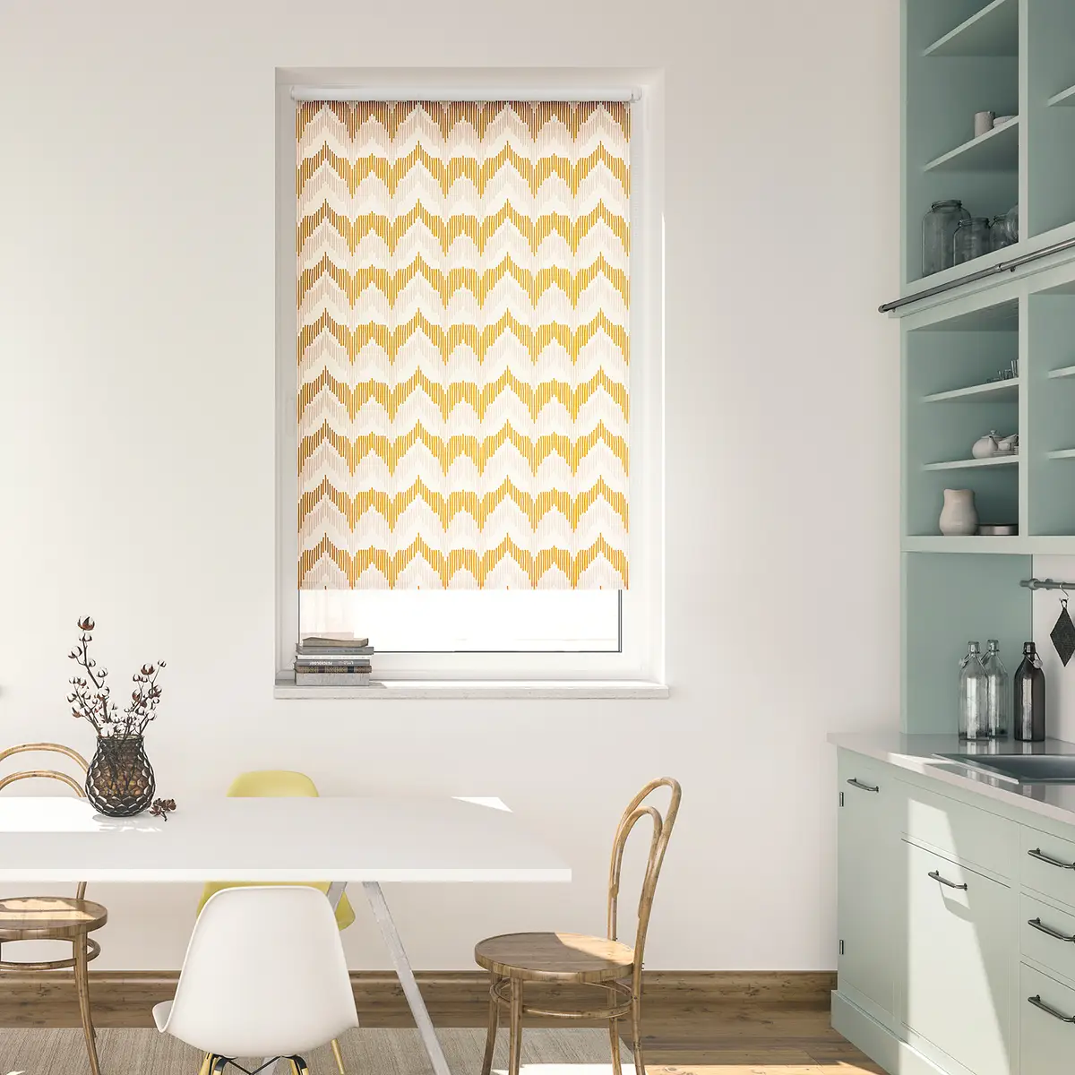 Klemmfix Verdunklungsrollo Boho Zig Zag | Gelb