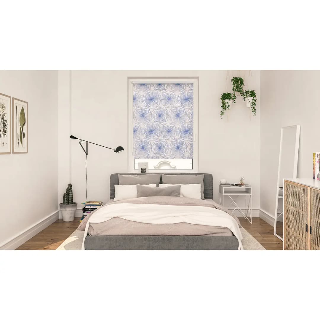 Klemmfix Verdunklungsrollo Flower Wheel | Blau