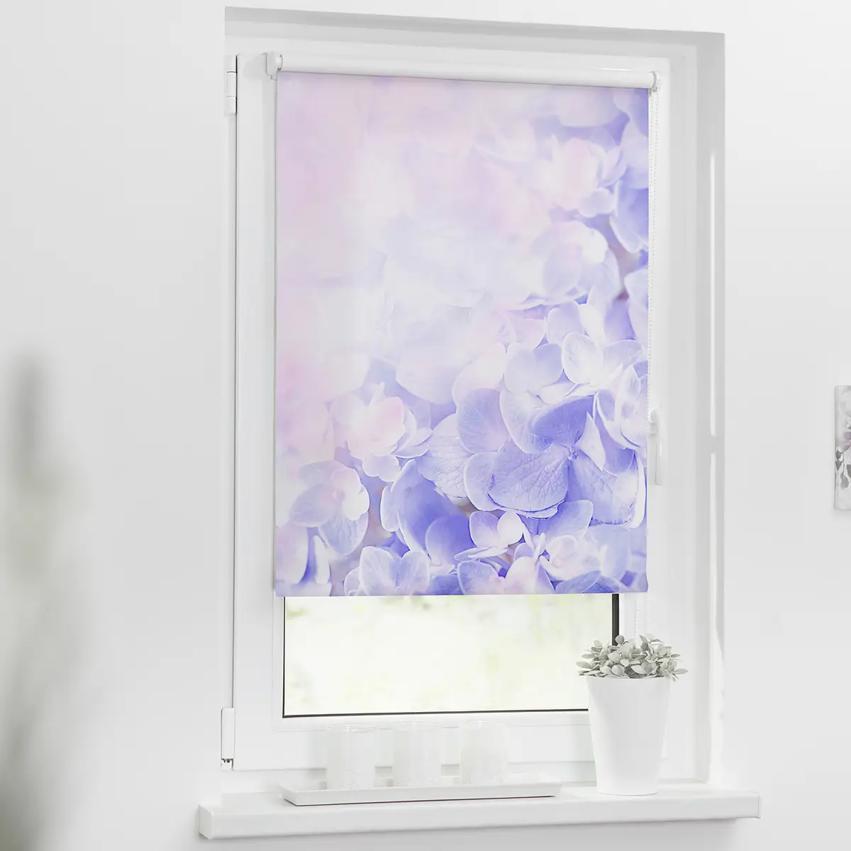 Klemmfix Verdunklungsrollo Hortensie | Lila