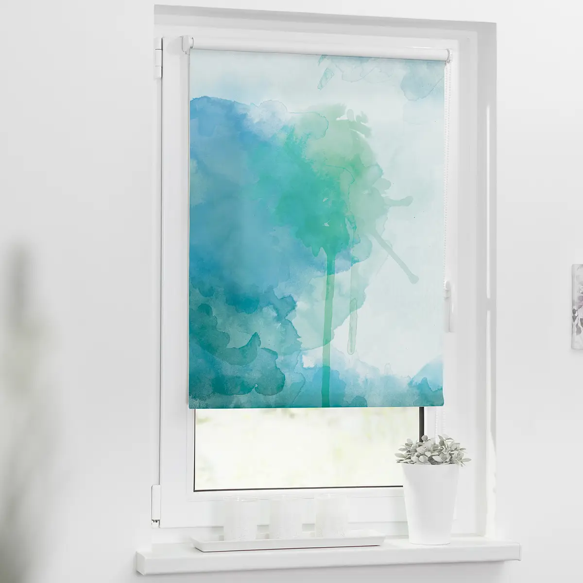 Klemmfix Verdunklungsrollo Aquarell | Blau