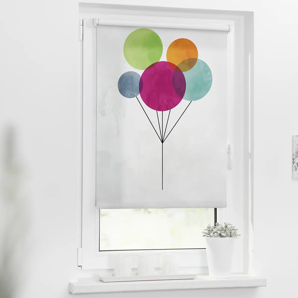 Klemmfix Verdunklungsrollo Ballon | Weiß
