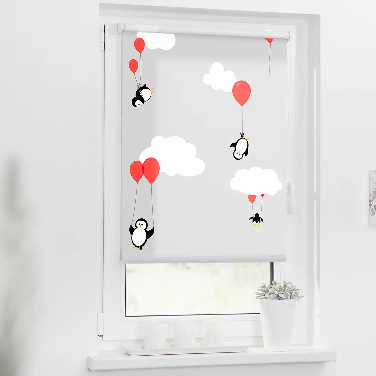 Klemmfix Rollo Pinguine | Rot