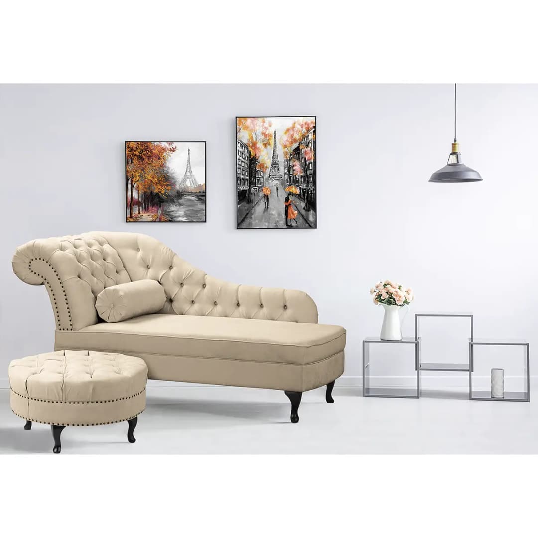 Recamiere Dale Beige Microfaser Enza | Beige