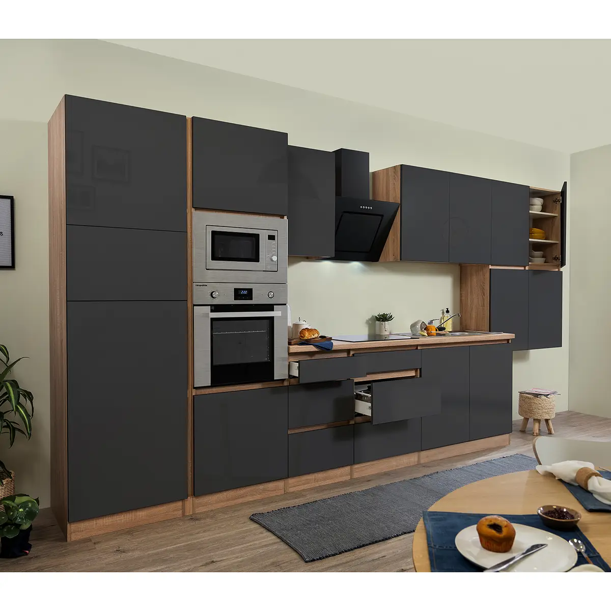 Küchenzeile Lorena VI 445cm | Grau