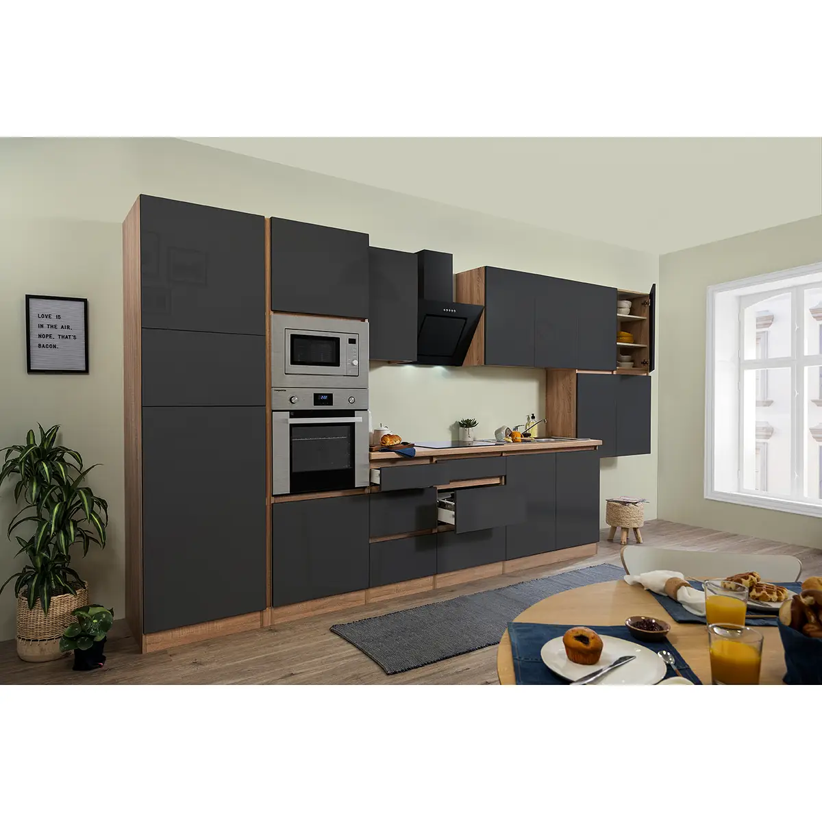 Küchenzeile Lorena VI 445cm | Grau