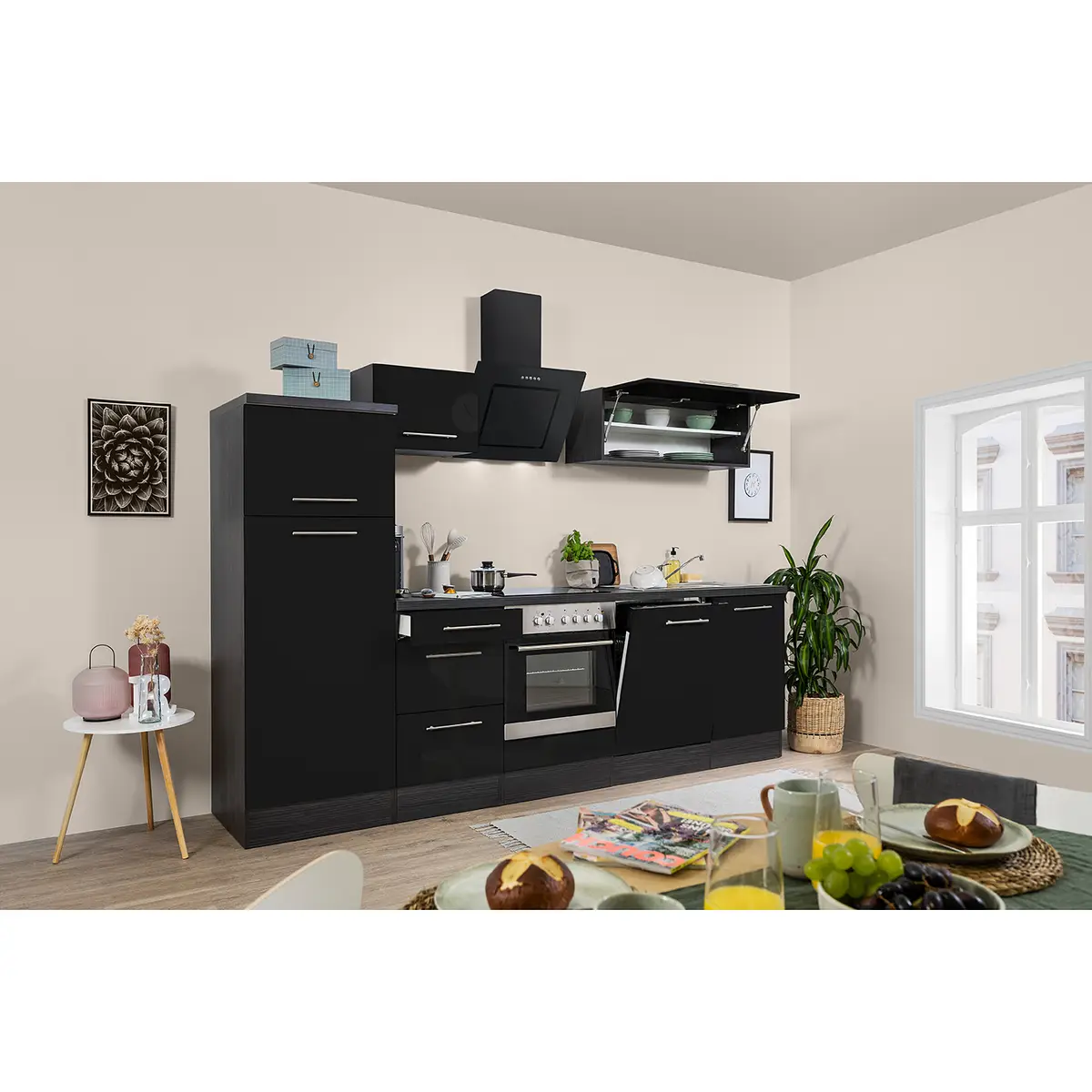 Küchenzeile Amanda II 280cm | Schwarz