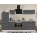 Küchenzeile Amanda II 280cm Grau/Hochglanz Grau/Weiß | Grau