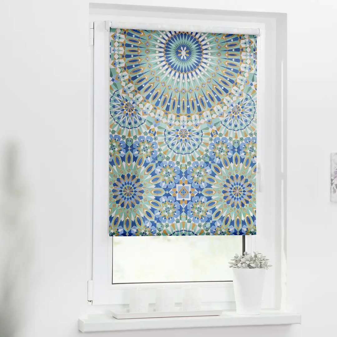 Klemmfix Rollo Orientalisches Muster | Blau