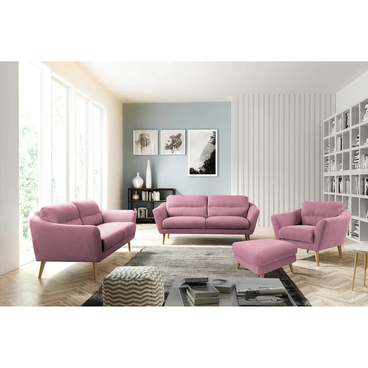 Polsterhocker Lucinda | Rosa