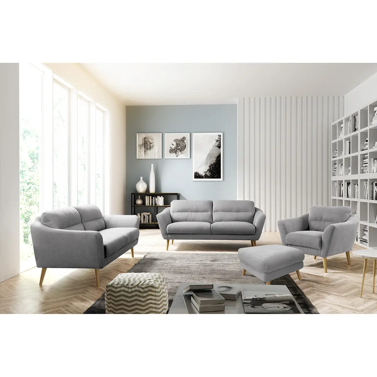 Polsterhocker Lucinda | Grau
