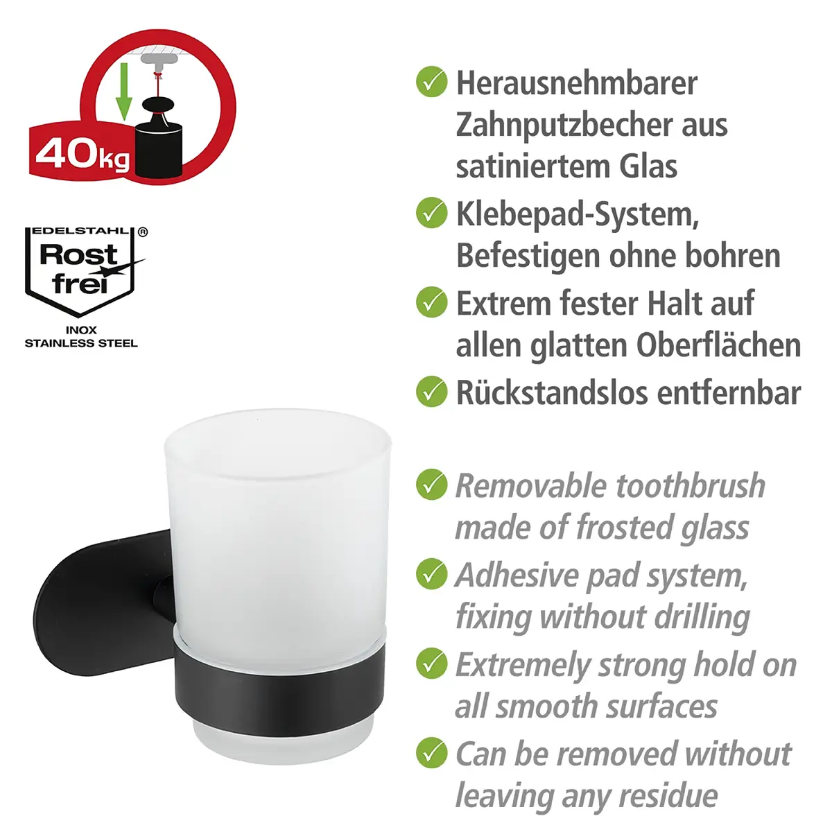 Zahnputzbecherhalter Uno Orea | Schwarz