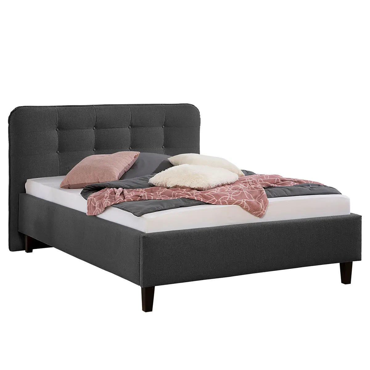 Polsterbett Ava 140 x 200cm Strukturstoff Grau/Anthrazit | Grau