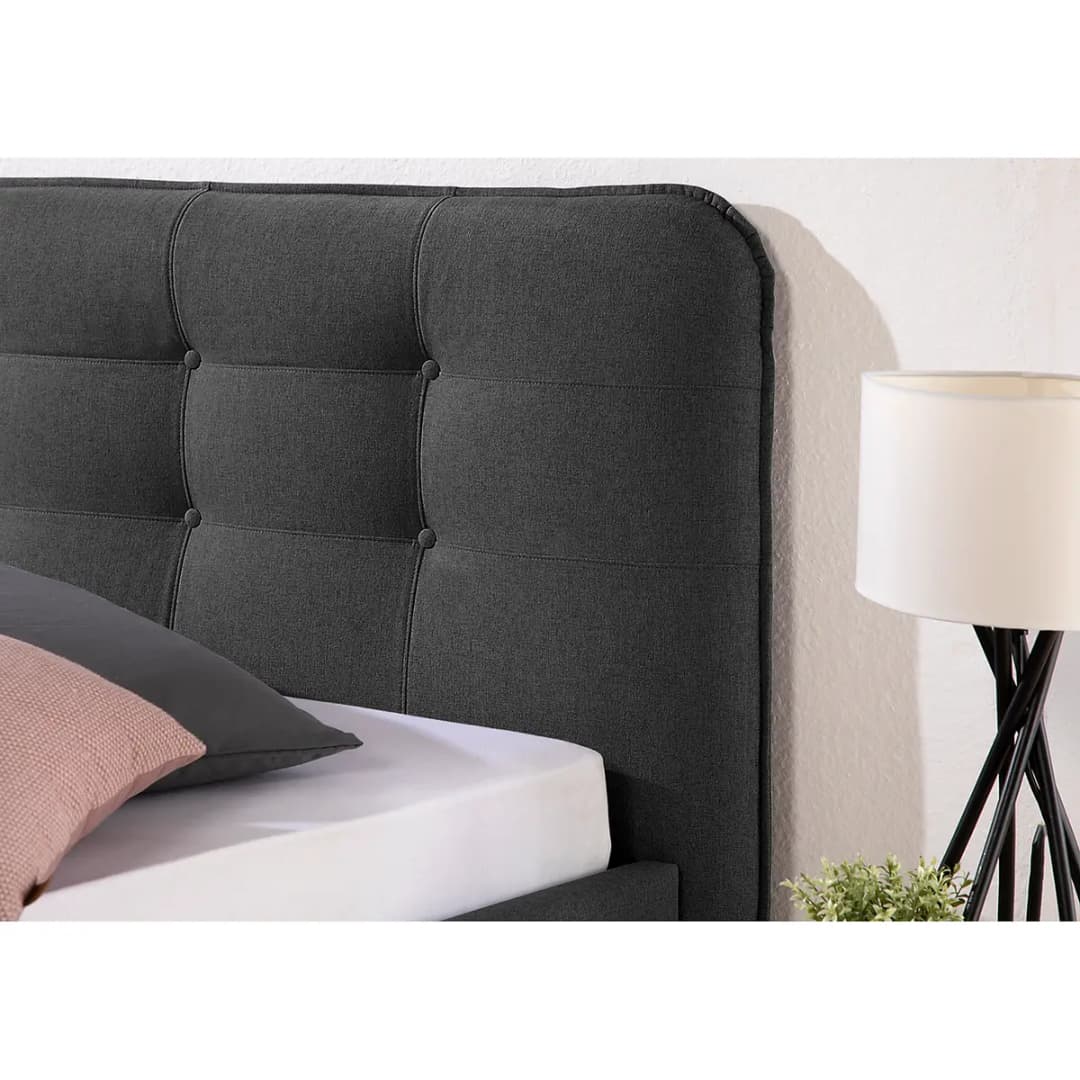 Polsterbett Ava 140 x 200cm Strukturstoff Grau/Anthrazit | Grau
