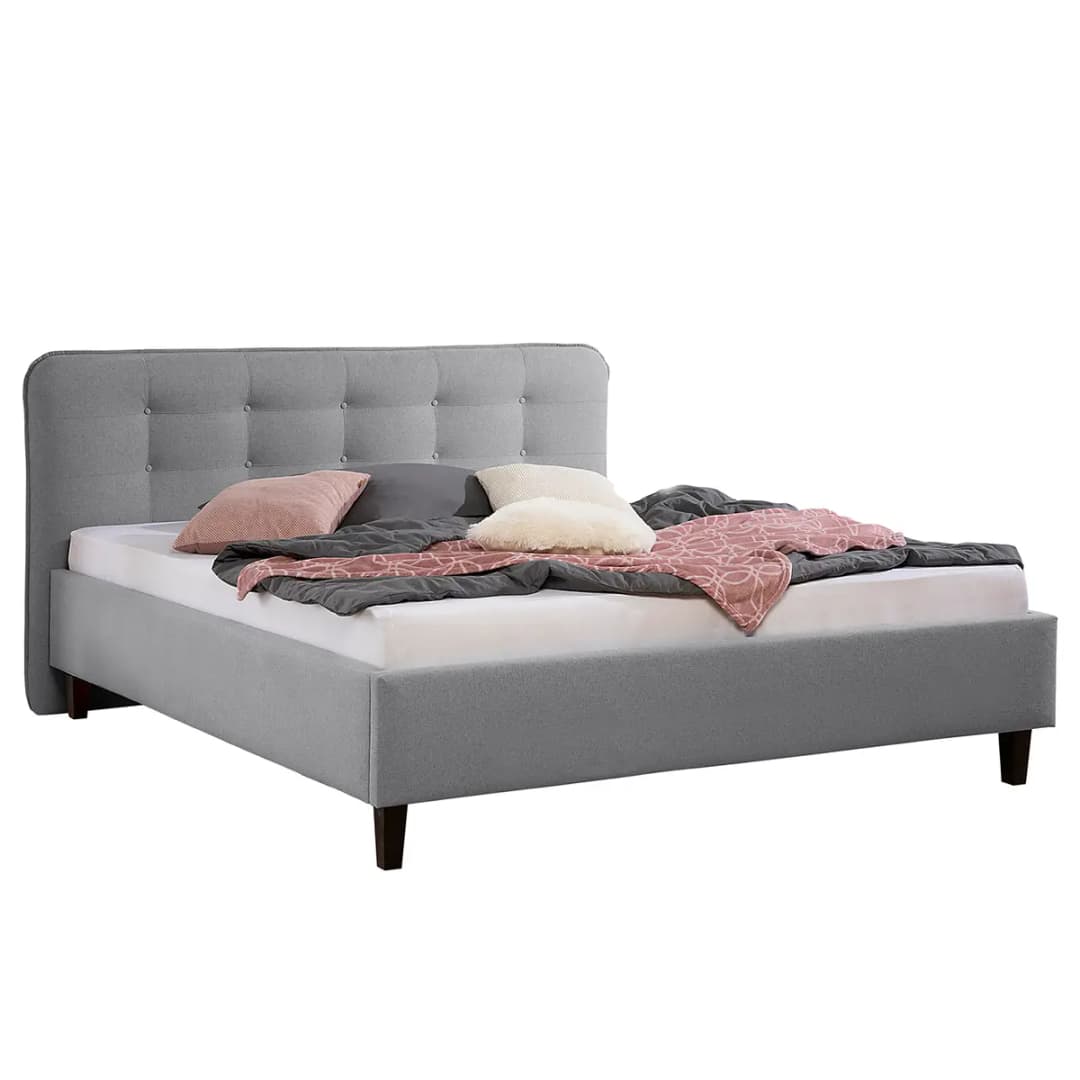 Polsterbett Ava 180 x 200cm Strukturstoff Grau | Grau