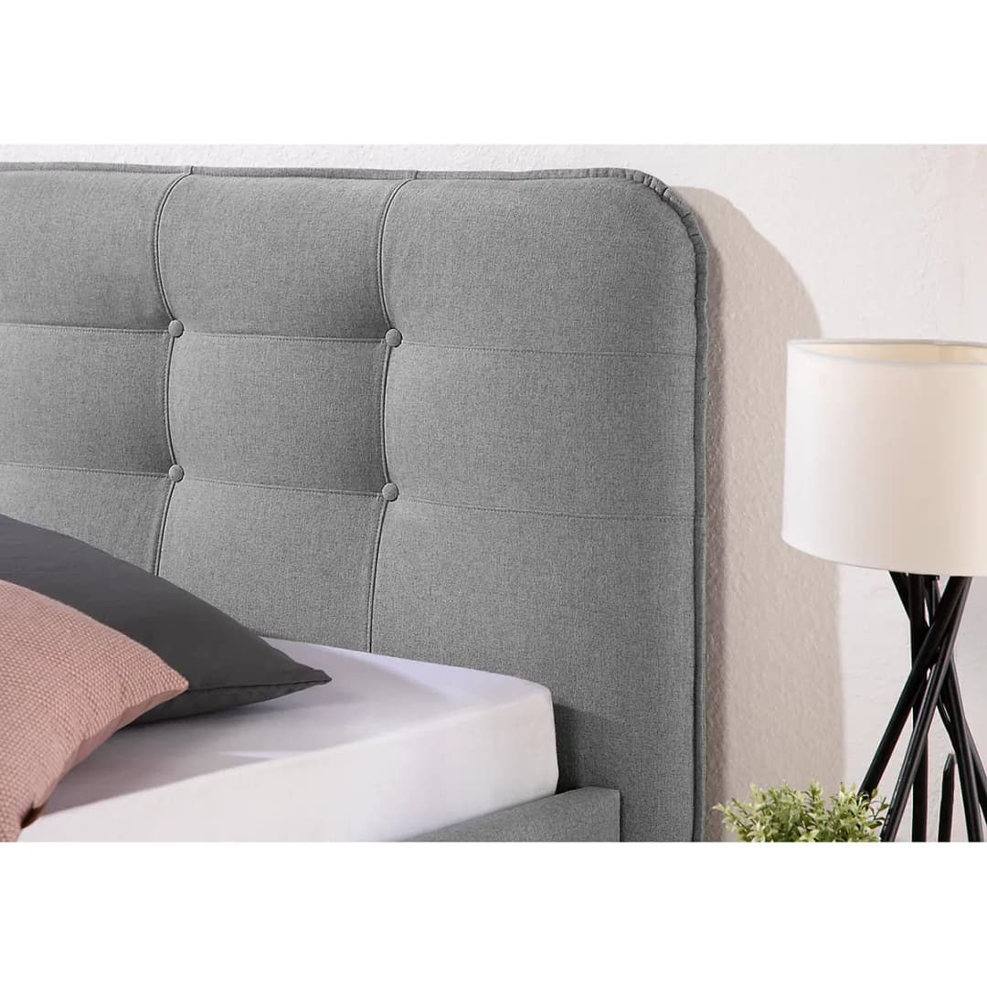 Polsterbett Ava 180 x 200cm Strukturstoff Grau | Grau