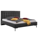 Polsterbett Martu 180 x 200cm Strukturstoff Grau/Anthrazit