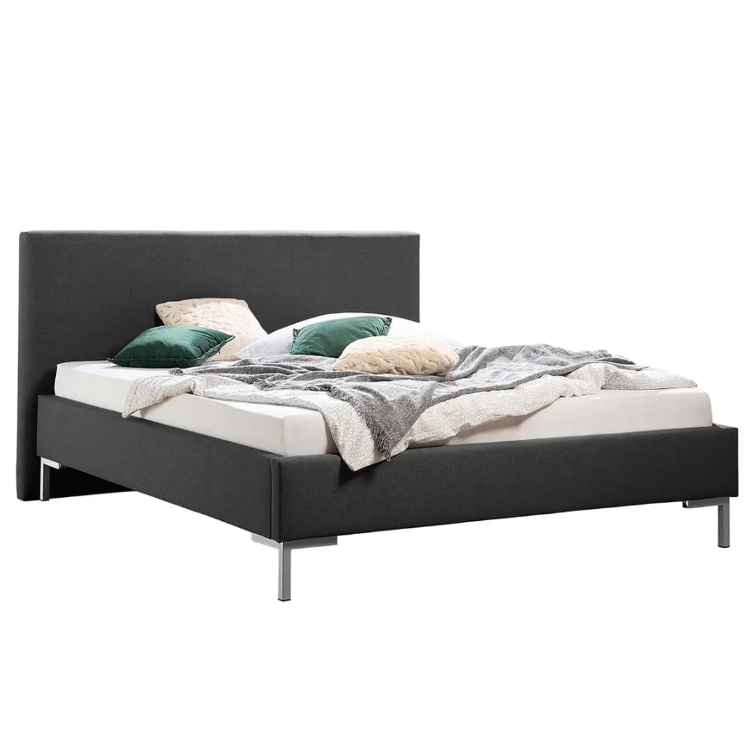 Polsterbett Milo 180 x 200cm Strukturstoff Grau/Anthrazit