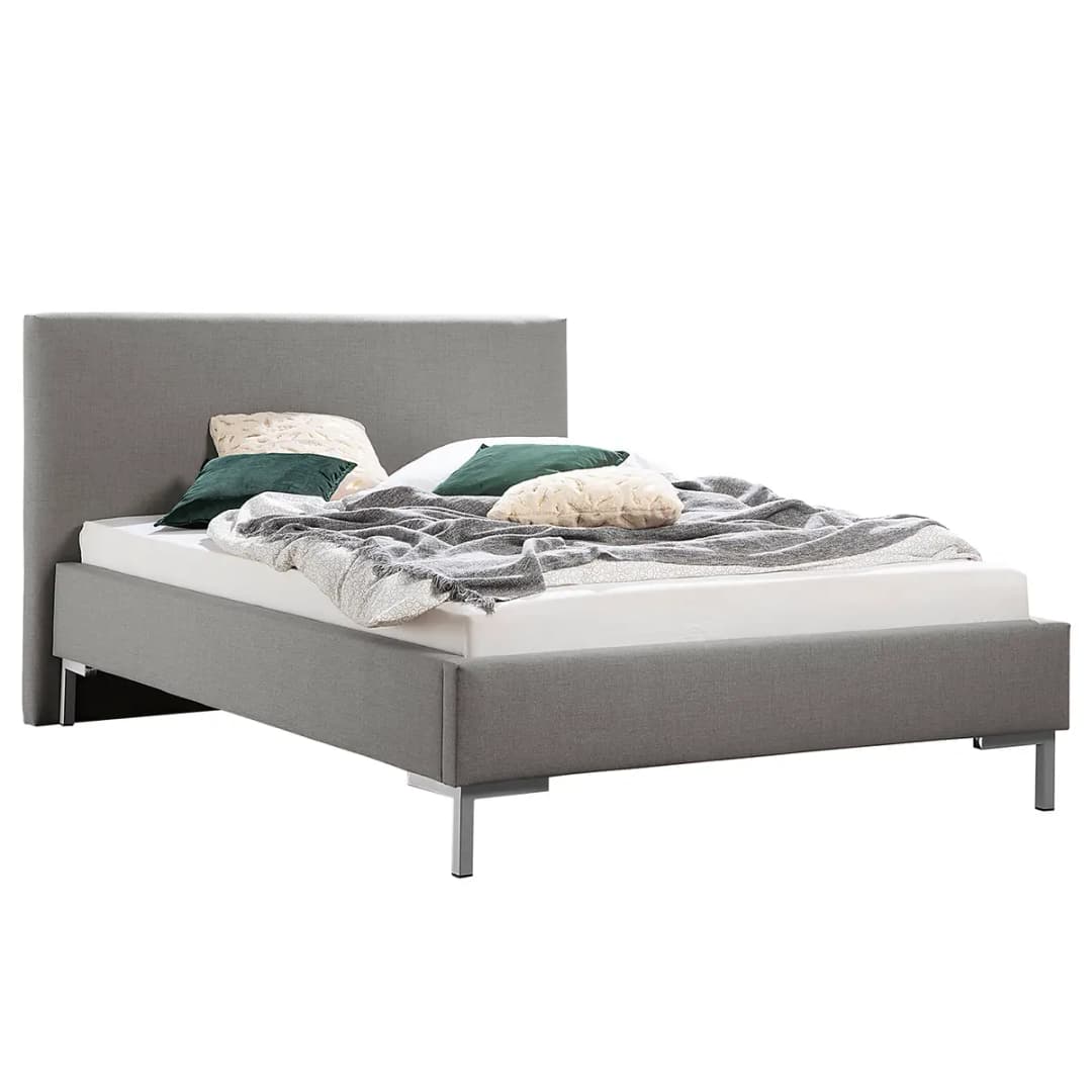 Polsterbett Milo 140 x 200cm Strukturstoff Grau | Grau