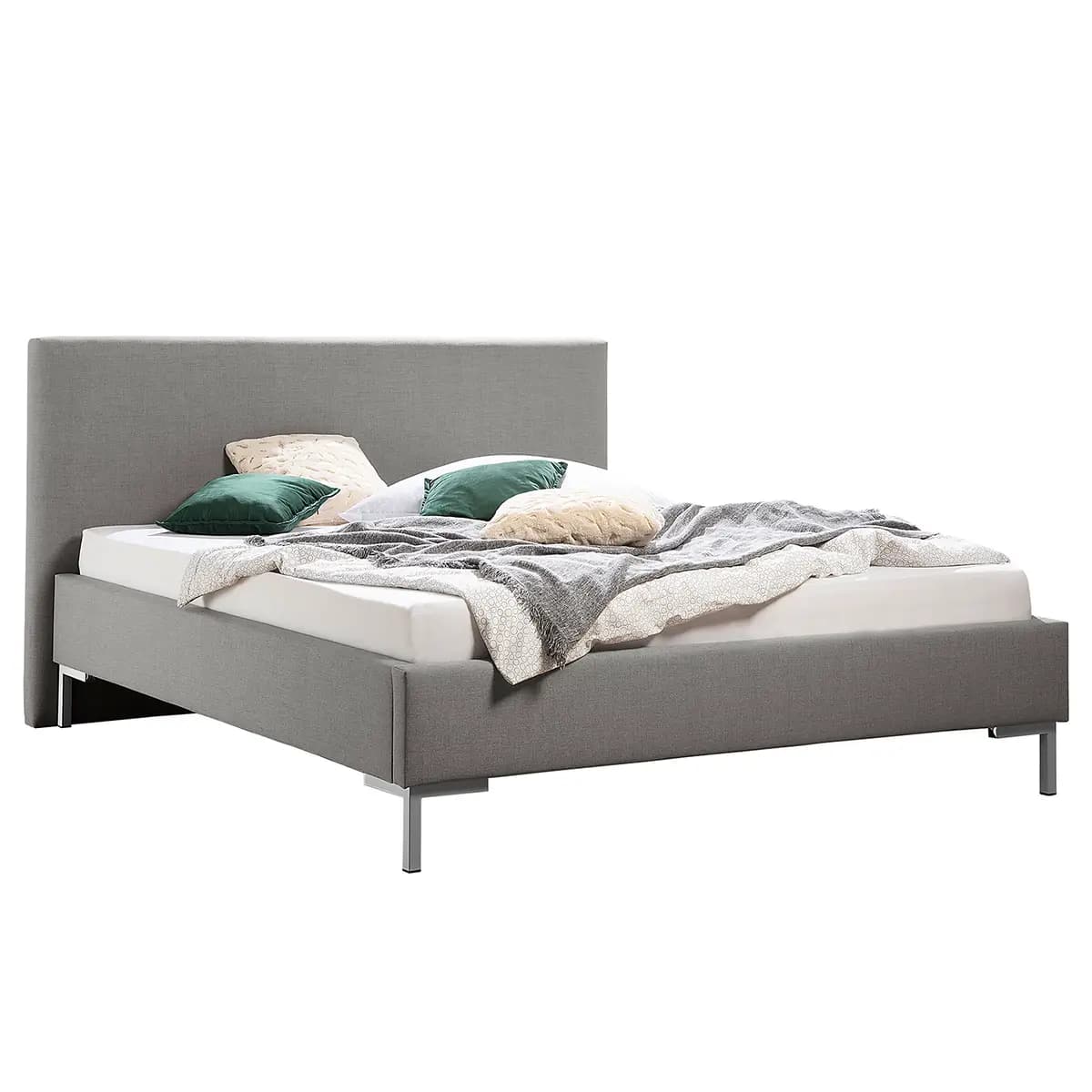 Polsterbett Milo 180 x 200cm Strukturstoff Grau | Grau