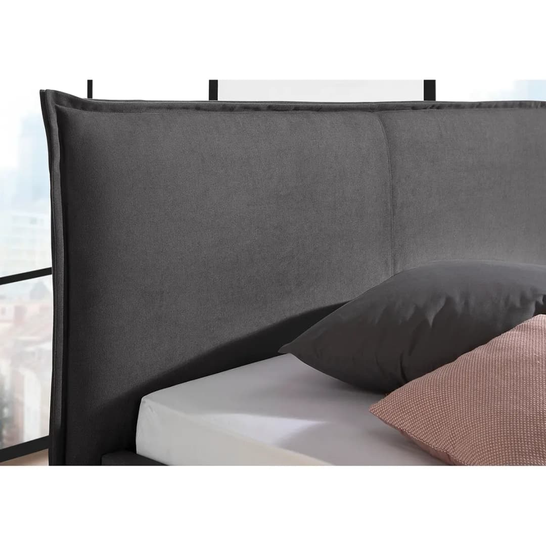 Polsterbett Sina 140 x 200cm Strukturstoff Grau/Anthrazit