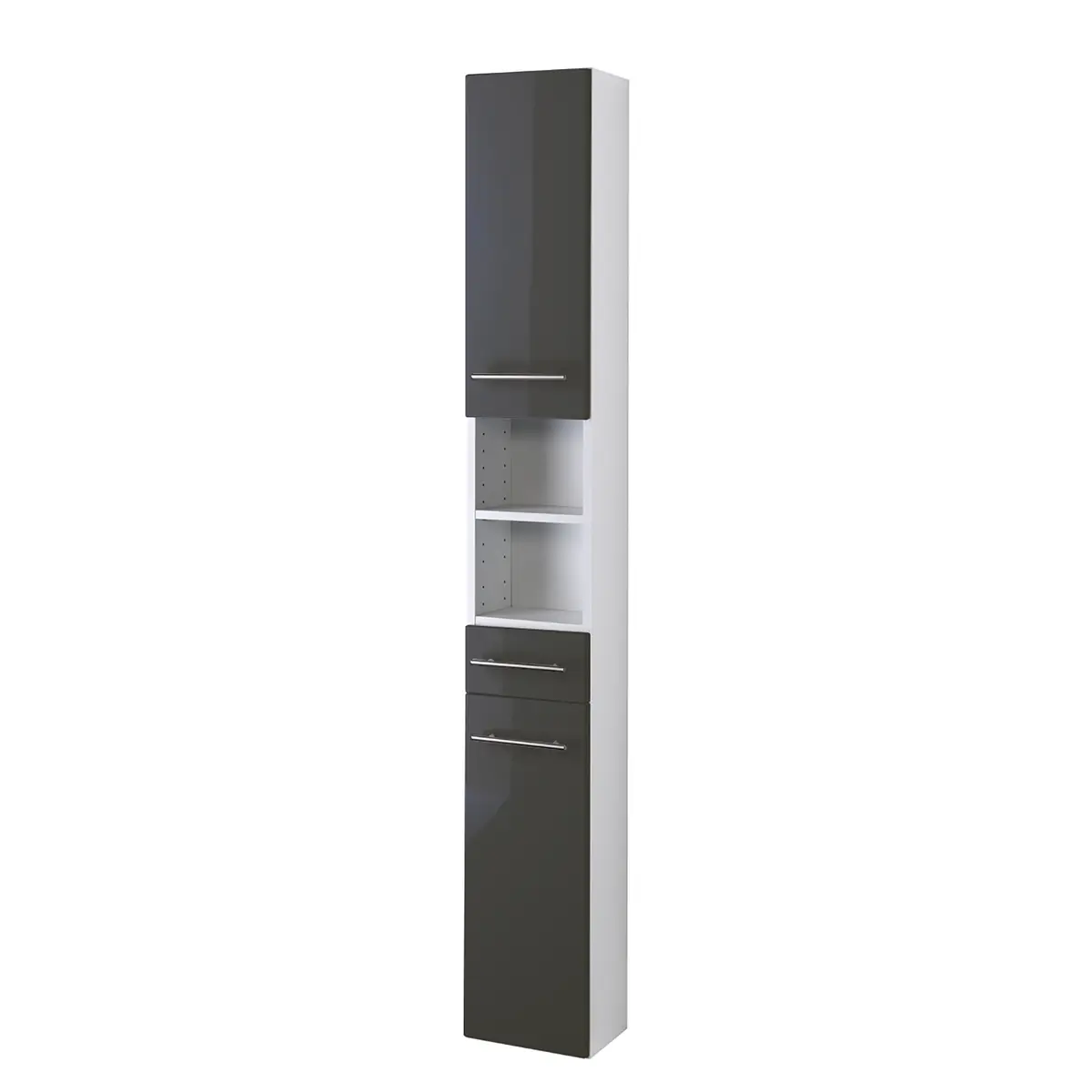 Hochschrank 25cm Grau/Hochglanz Grau | Grau