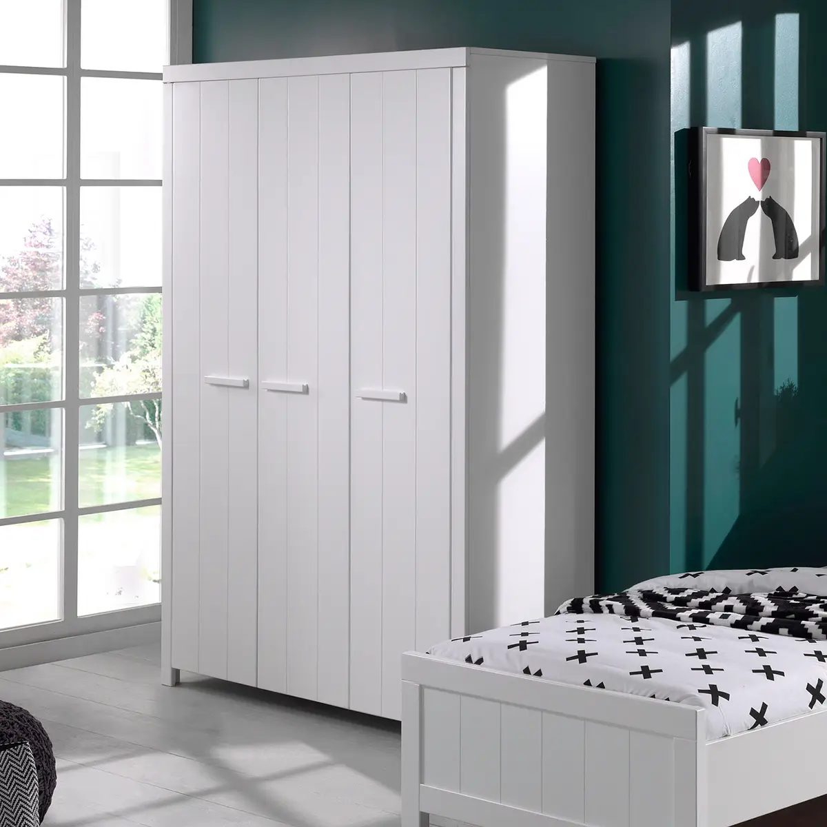 Kleiderschrank 144cm Weiß | Weiß
