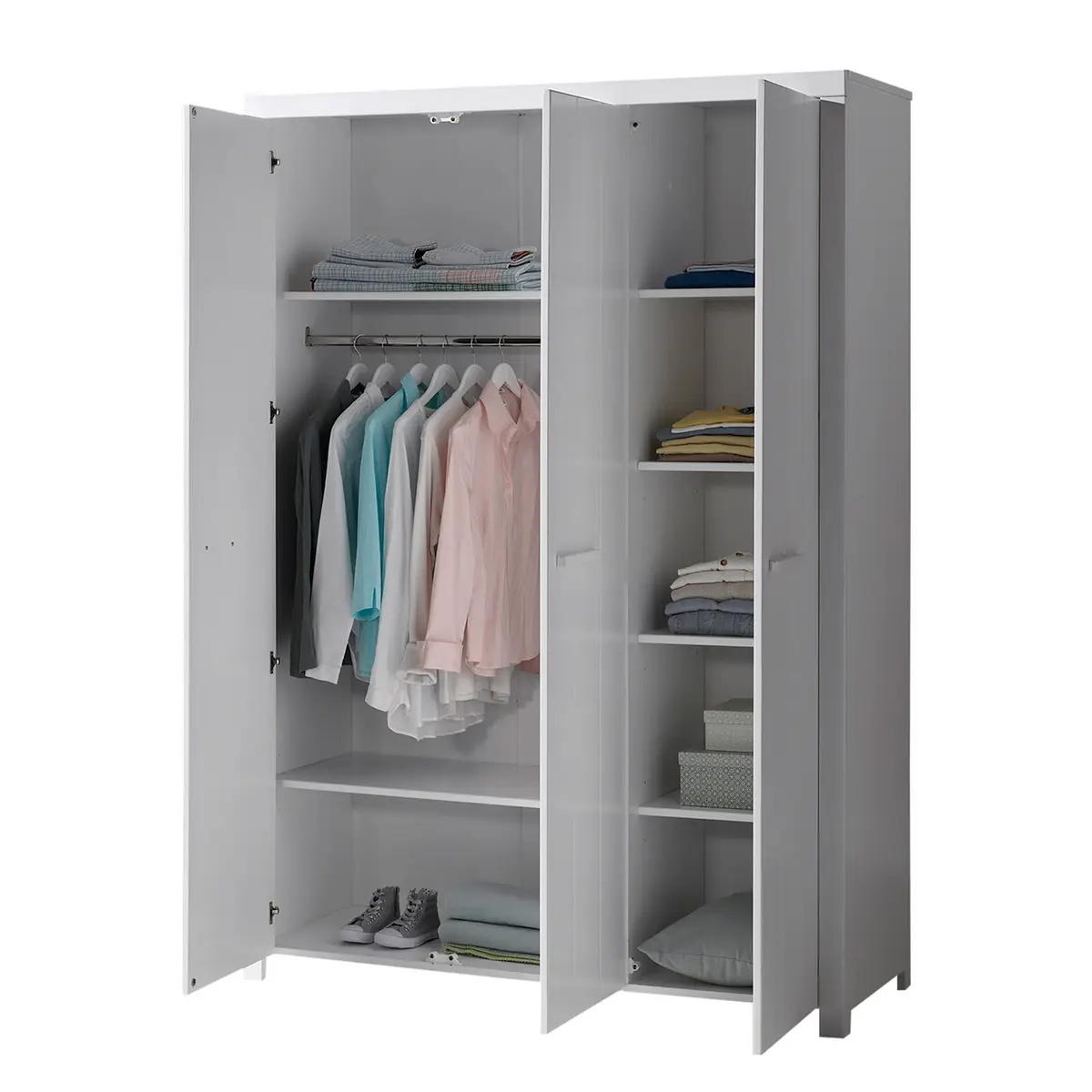Kleiderschrank 144cm Weiß | Weiß