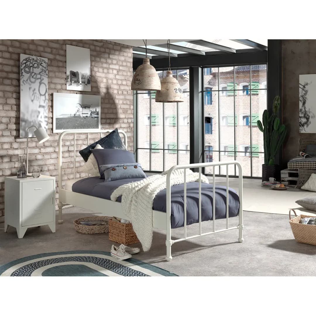 Einzelbett I 90 x 200cm Weiß/Weiß | Weiß