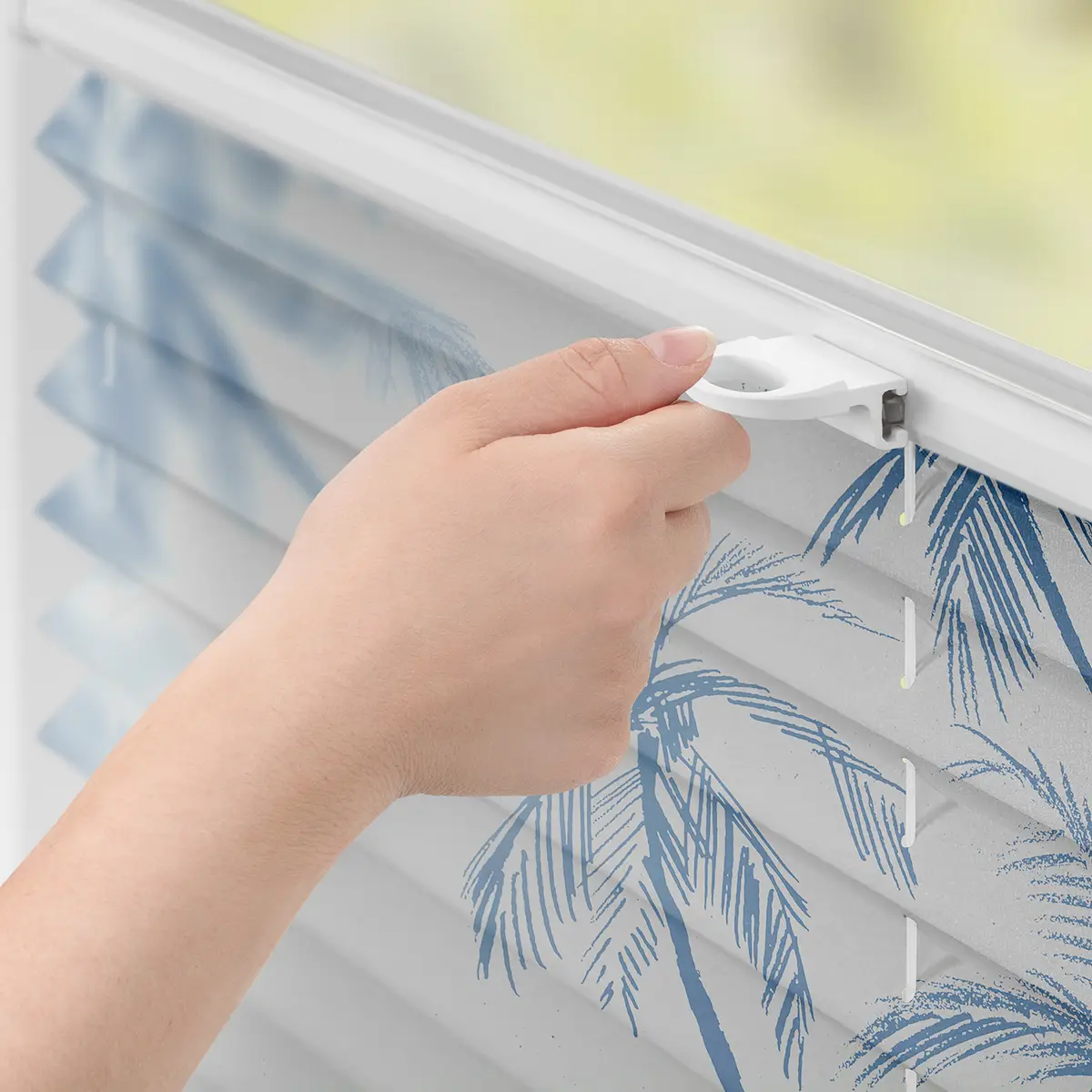 Plissee Klemmfix Blueprint Palms | Blau