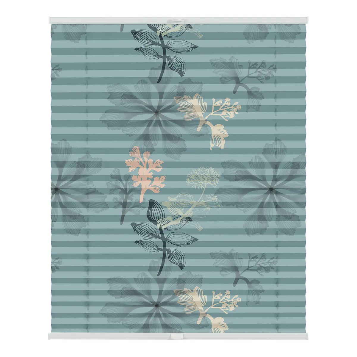 Plissee Klemmfix Aqua Floral | Blau