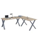 Eckschreibtisch 160 x 130cm Beige/Eiche Sonoma Dekor X-Form