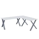 Eckschreibtisch 130 x 130cm Weiß/Weiß X-Form Silber | Weiß