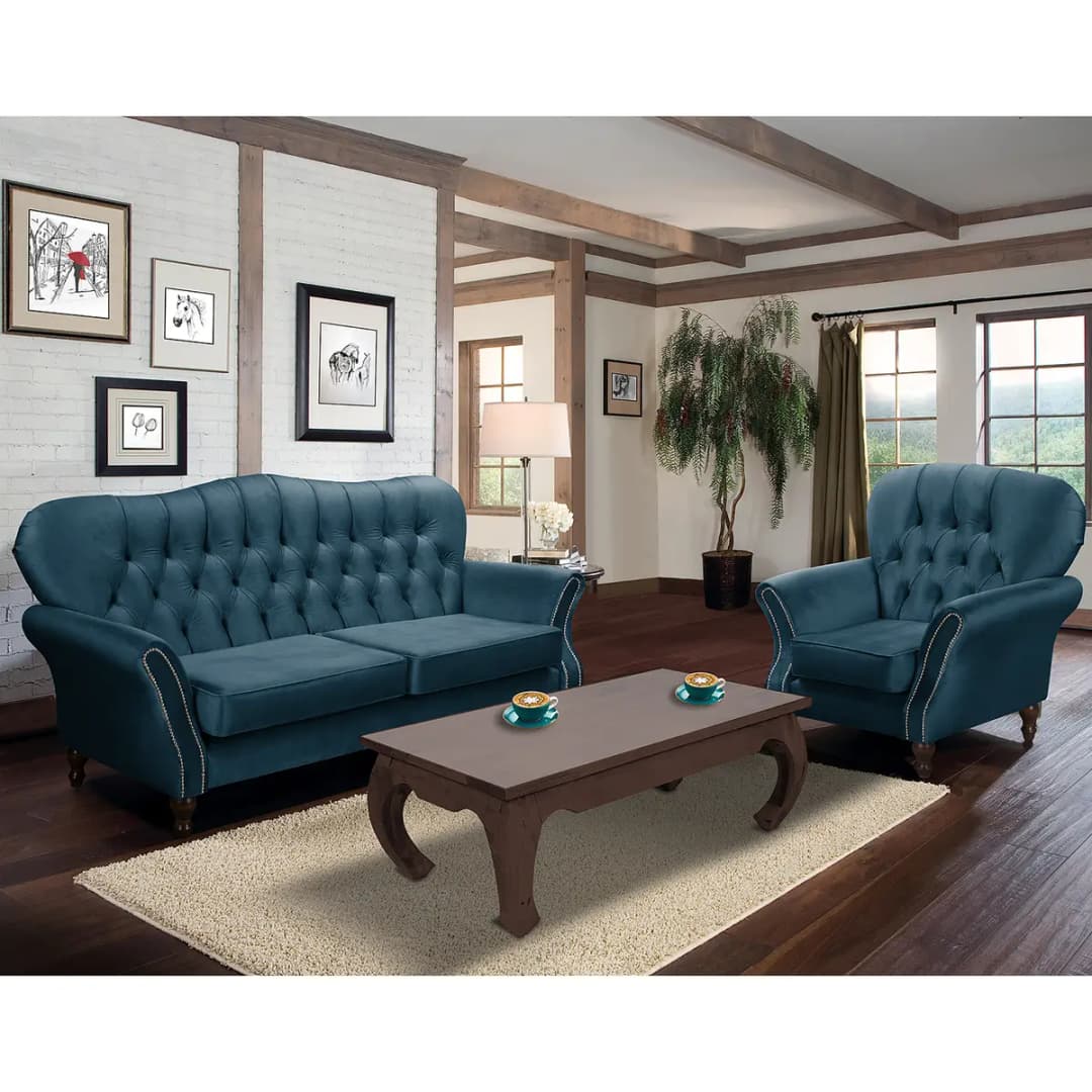 Sessel Dassel Blau Samt Onoli | Blau