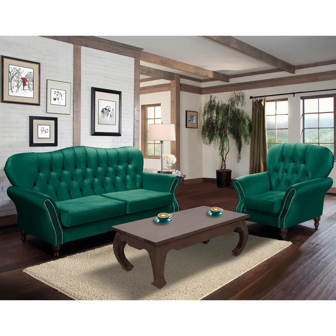 Sofa Dassel 2-Sitzer Grün Samt Onoli | Grün