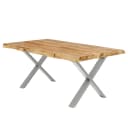 Esstisch Alessia 180cm Baumkante Braun X-Form Silber | Braun
