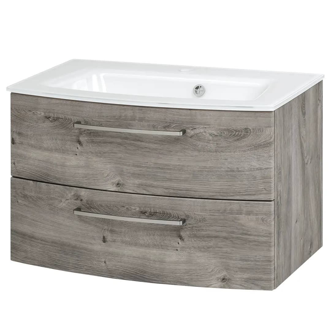 Waschtisch Vallersta 80cm Eiche Grau Dekor | Braun
